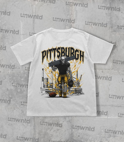 Pittsburgh Football Shirt - Graphic Tees - Skeleton Shirt - Merch Tee - Gift Shirt - Bootleg Shirt - Vintage - Skeleton Football Shirt