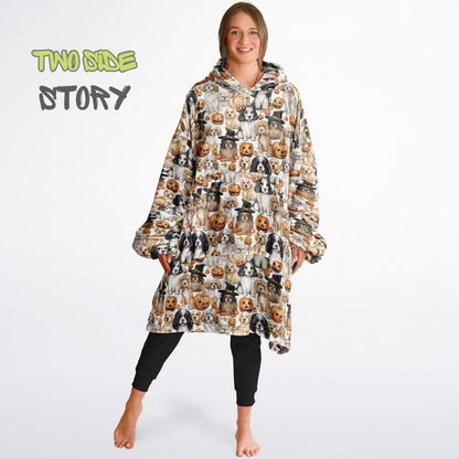 Fun Halloween Print Snug Hoodie,Printed Hooded Blanket,Blanket Sleeves,Lounge Wear, Novelty Birthday Christmas Gifts for Him, Gift for Her