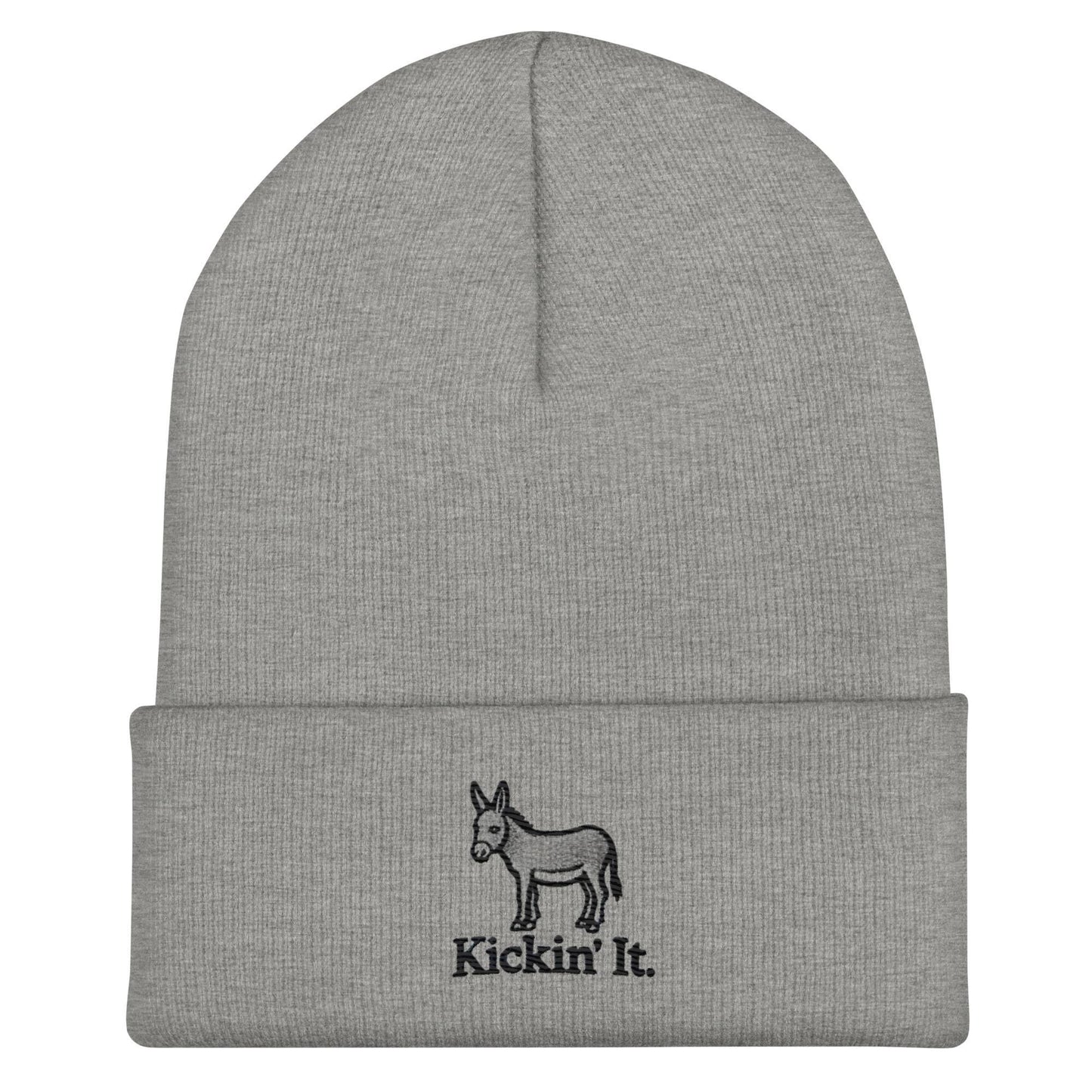Embroidered "Kicken It" Cuffed Beanie Funny Humor Hat Wildlife Camping Hiking