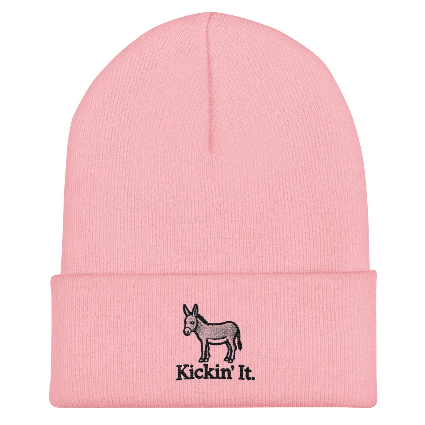 Embroidered "Kicken It" Cuffed Beanie Funny Humor Hat Wildlife Camping Hiking