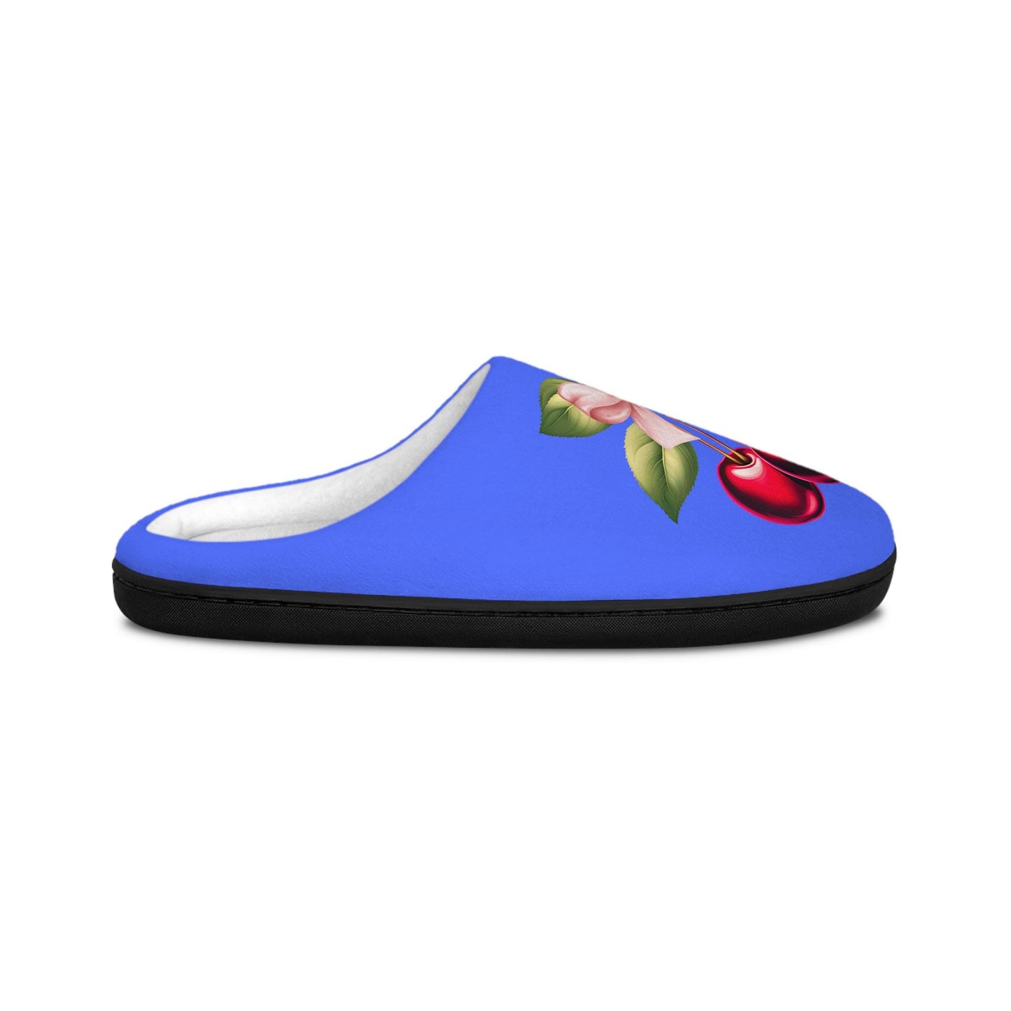 Blue Coquette PinkBow Women'sSlippers DarkRed Cherries and LightPink Bow - Cute and Cozy Footwear for Everyday Comfort Fruit Cherry Slippers