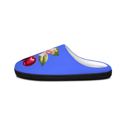 Blue Coquette PinkBow Women'sSlippers DarkRed Cherries and LightPink Bow - Cute and Cozy Footwear for Everyday Comfort Fruit Cherry Slippers