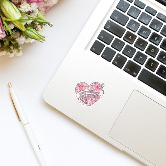 Very Demure Very Mindful Pink Coquette Bow Heart Sticker | Mental Health Sticker | Kindle Sticker | Bookish Stickers | Mood Reader | Trendy