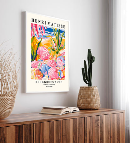Seashells Art Print: Beachy Coastal Decor, Matisse Style