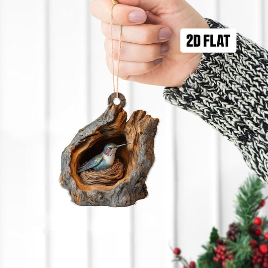 Hummingbird 2D Flat Ornament, Hummingbird Rearview Mirror Car Accessories, Hummingbird Christmas Ornament, Gift for Hummingbird Lover