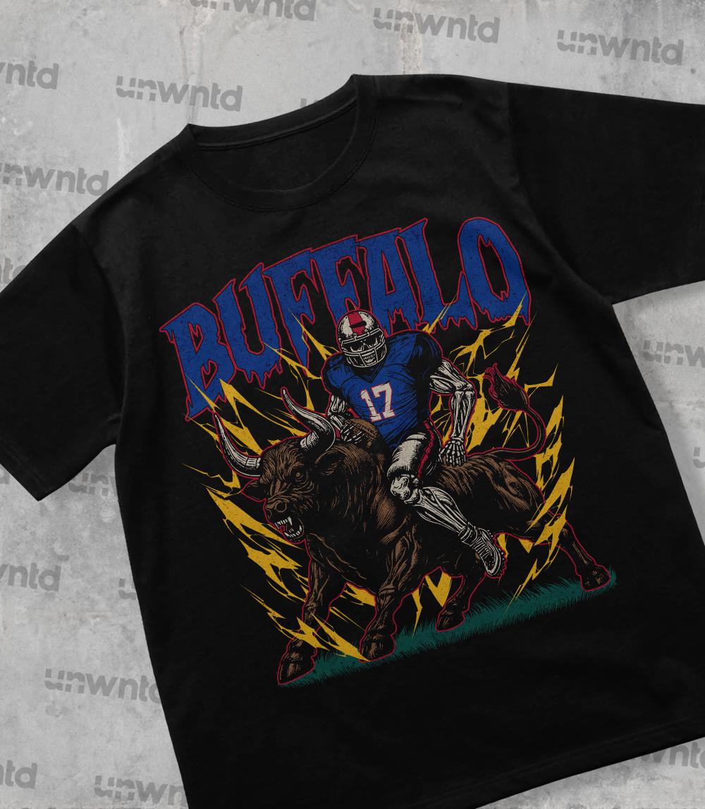 Buffalo Football Shirt - Graphic Tees - Skeleton Shirt - Merch Tee - Gift Shirt - Bootleg Shirt - Vintage - Skeleton Football Shirt