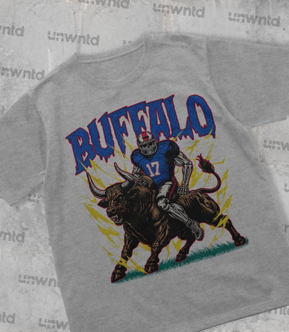 Buffalo Football Shirt - Graphic Tees - Skeleton Shirt - Merch Tee - Gift Shirt - Bootleg Shirt - Vintage - Skeleton Football Shirt
