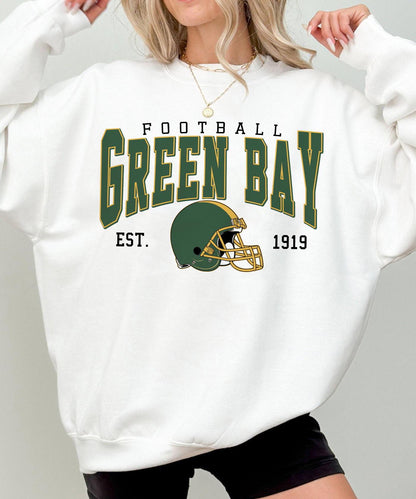 Green Bay Football Vintage Style Sweatshirt, Trendy Green Bay Football Fan Shirts, Green Bay Shirt, Game Day Shirt, Football Crewneck Shirt