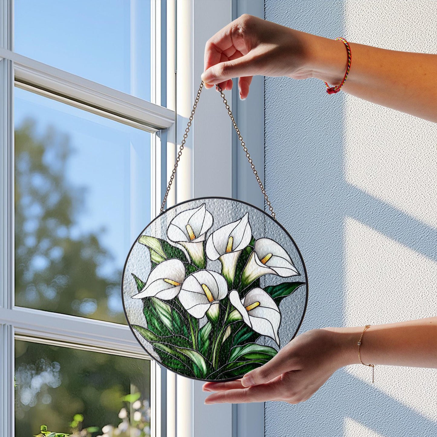 Calla Lily flower Stained glass Suncatcher, Calla Lily Suncatcher, Gift For Calla Lily Lovers, Gift For Him, Gift For Her, Garden Decoration