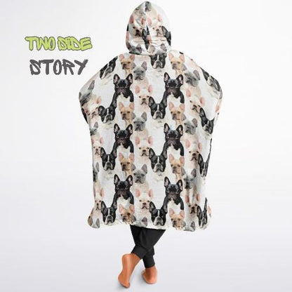 Cute Frenchie Print Snug Hoodie,Printed Hooded Blanket,Blanket Sleeves,Lounge Wear,Novelty Birthday Christmas Gifts for Him,Gift for Her Him