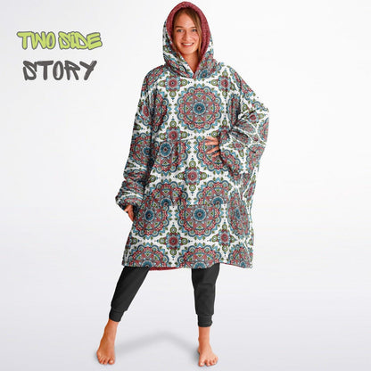 Mandala Print Reversible Snug Hoodie,Hooded Blanket,Blanket Sleeves,Lounge Wear,Novelty Birthday Christmas Gifts,Gift for Her,Gift for Yogi