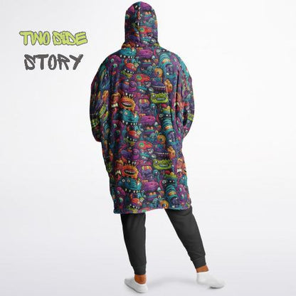 Unisex Reversible Snug Hoodie,Monsters Psychedelic Autumn Reversible Hoodie Blanket,Festival Rave Party Wear,Oversized Hoodie Blanket, Gifts