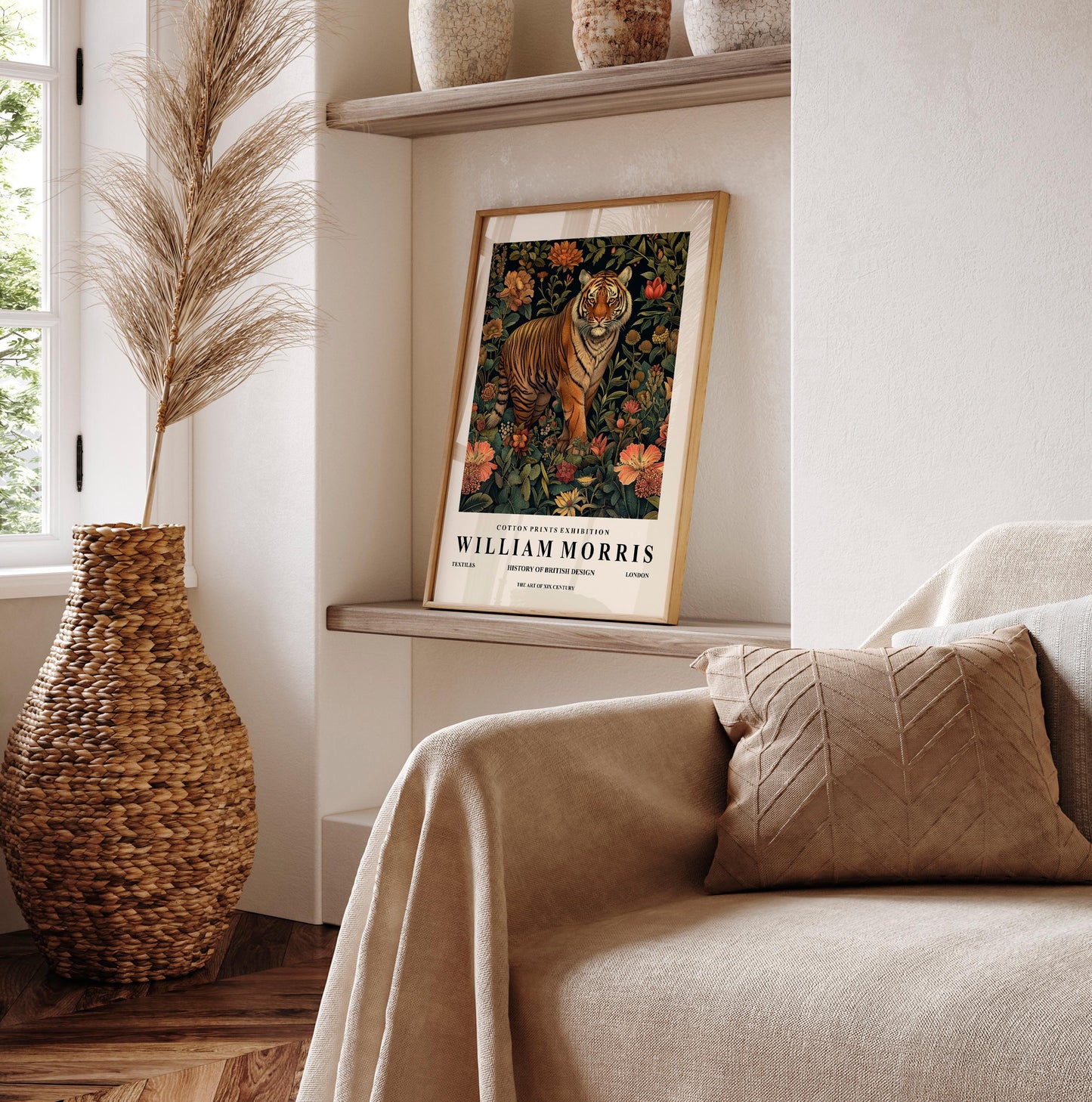 William Morris Tiger Print: Dark Botanical Mid-Century Modern Wall Art