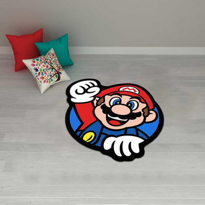 M-ario rug, red mushroom rug, toad rug, retro game area rug, gaming room decor, mushroom rug, custom rug,Halloween gift,Christmas gift rug