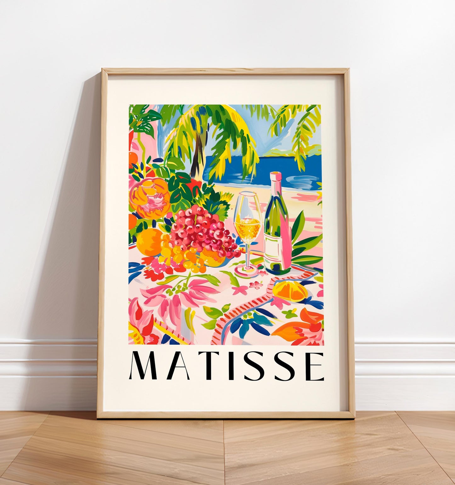 Wine on Beach Print: Fauvism Style, Coastal Cowgirl Decor
