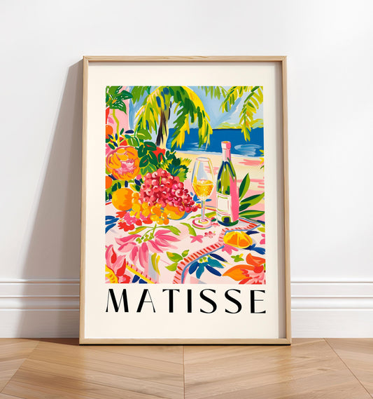 Wine on Beach Print: Fauvism Style, Coastal Cowgirl Decor