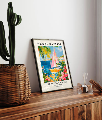 Matisse Style Sailing Boat Art Print: Beachy Summer Vibes