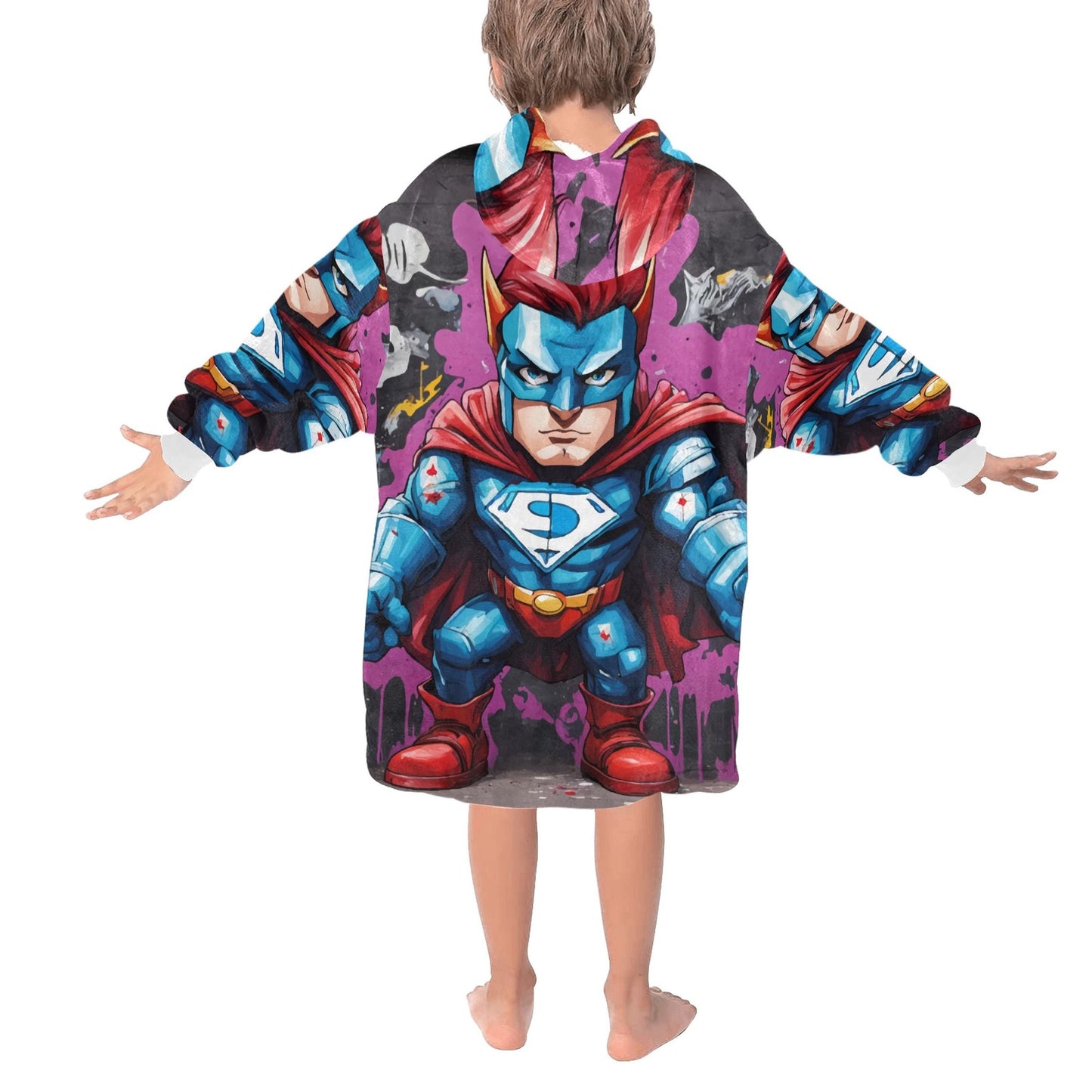 Kids Blanket Hoodie Superhero Hero Comics