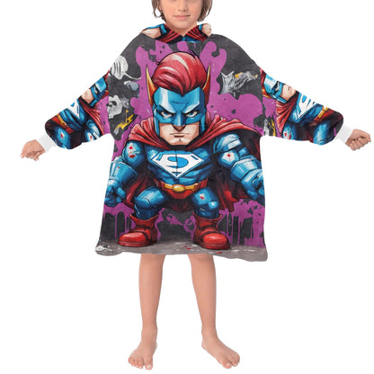 Kids Blanket Hoodie Superhero Hero Comics