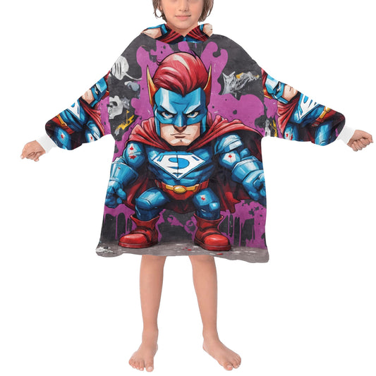 Kids Blanket Hoodie Superhero Hero Comics