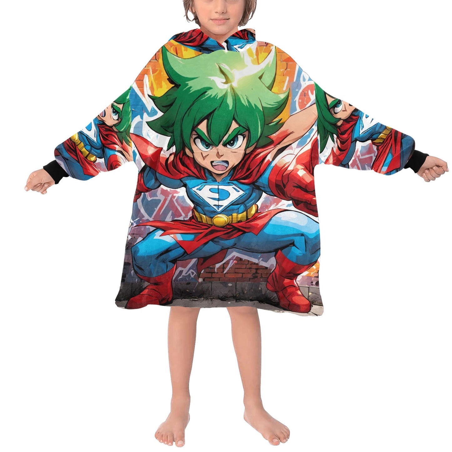 Kids Blanket Hoodie Superhero Hero Comics Cartoon