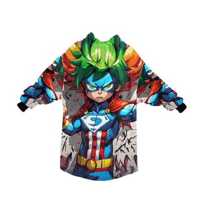 Kids Blanket Hoodie Hero Comics Cartoon Art Retro Superhero