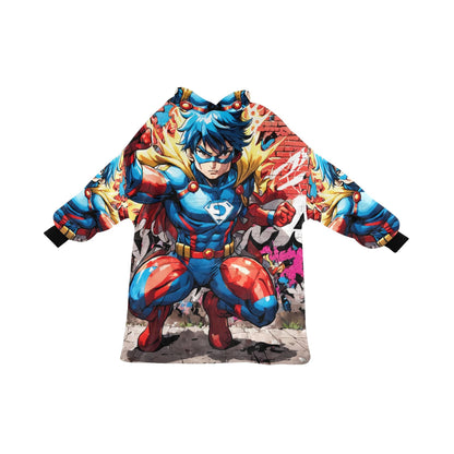 Kids Blanket Hoodie Comics Cartoon Art Retro Superhero Hero