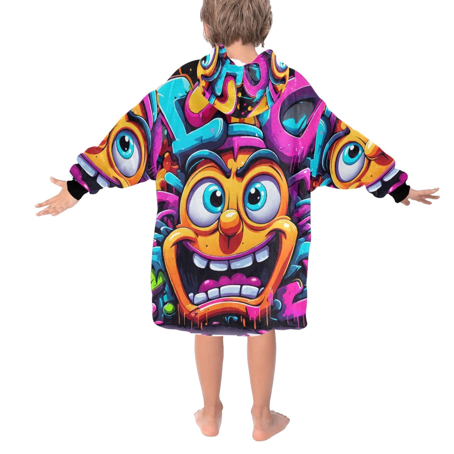 Kids Blanket Hoodie Cartoon Comics Art Graffiti