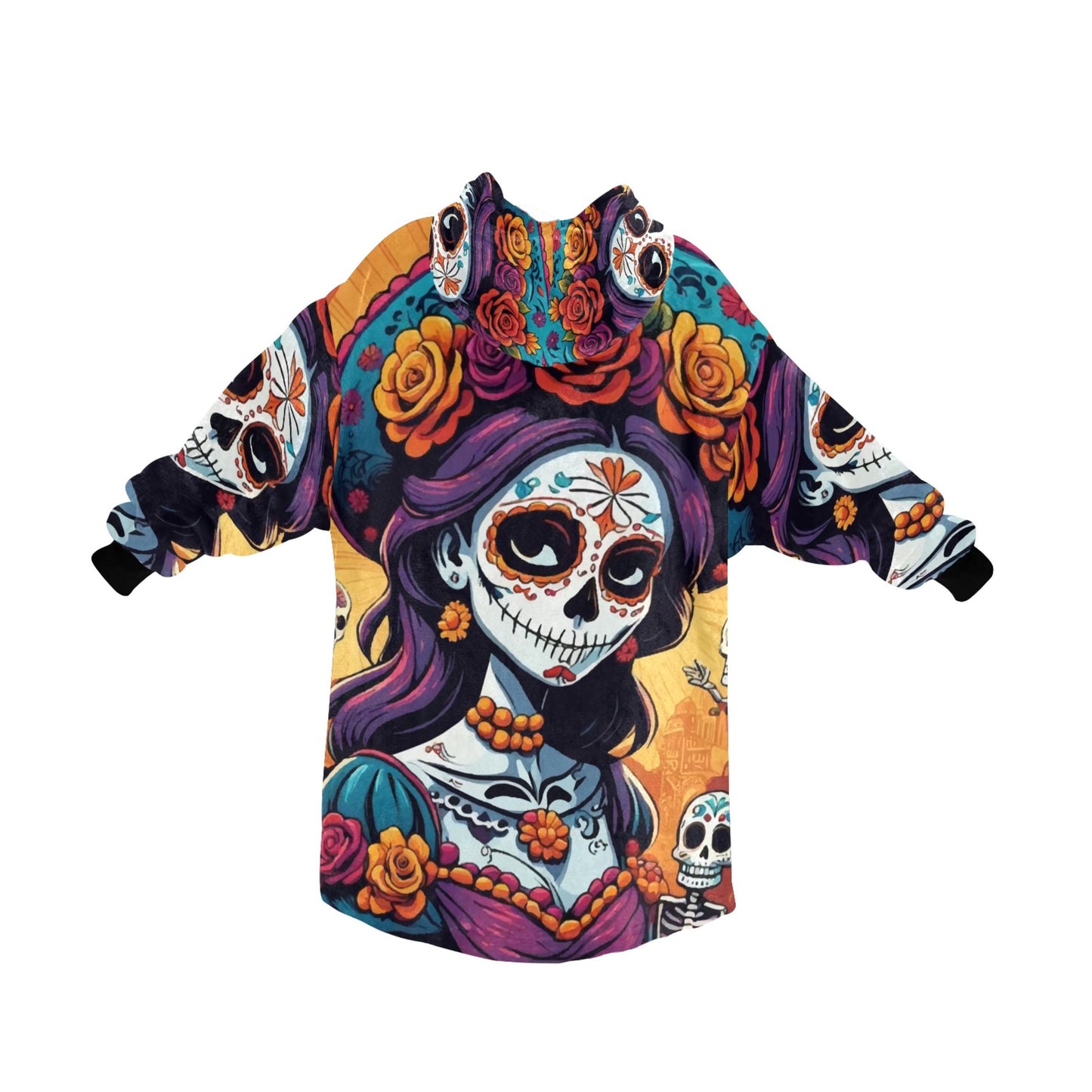 Kids Blanket Hoodie Chicano Día De Los Muertos Mexico La Catrina Art