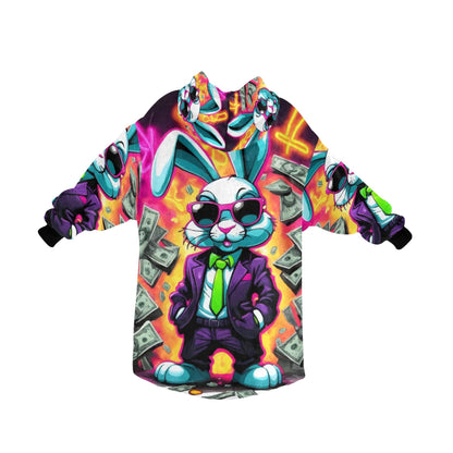 Kids Blanket Hoodie Gangster Bunny Cartoon
