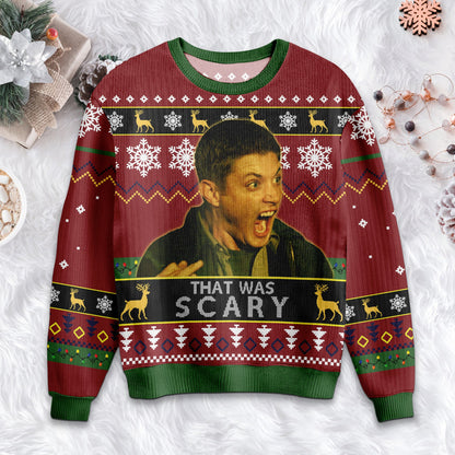 Dean Winchester 'That Was Scary' Ugly Christmas Sweater: Vintage Movie Quote
