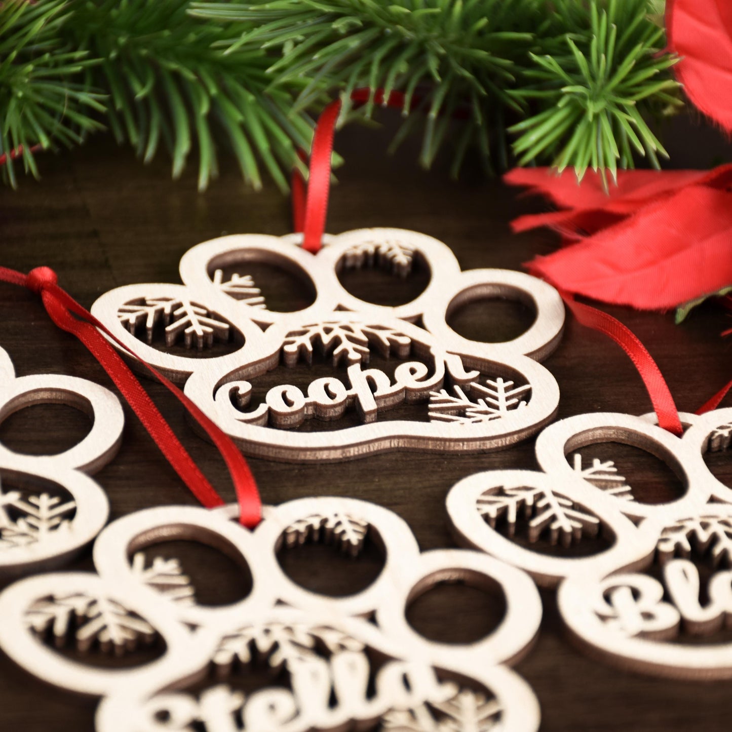Custom Pet Christmas Ornament | Personalized Dog Bone Ornament | Pet Paw and Dog Bone shape New for 2025 | Ornaments for your Furry Friend