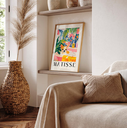 Chihuahua in Bathtub Art Print: Tropical Bathroom, Matisse Style