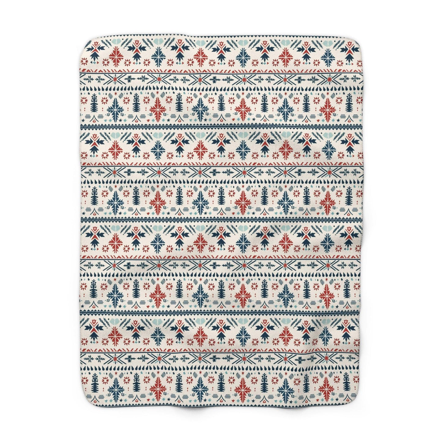 Nordic Fairisle Sherpa Fleece Blanket | Cozy Scandinavian-Inspired Gift | Soft Sherpa Fleece Blanket with Whimsical Nordic Stripes | Blanket