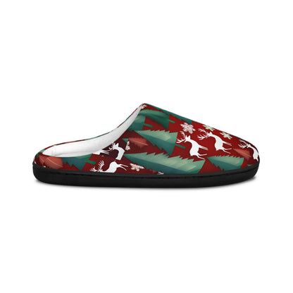 Men'sslipper Nordicchristmas Men's IndoorSlippers Christmascolor Red ChristmasTree Green Reindeerdesign Christmassnowflakes Rusticchristmas