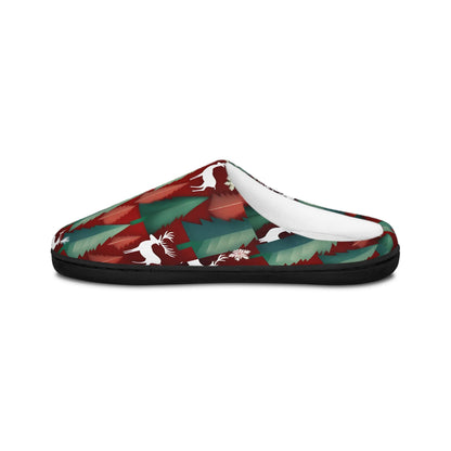 Men'sslipper Nordicchristmas Men's IndoorSlippers Christmascolor Red ChristmasTree Green Reindeerdesign Christmassnowflakes Rusticchristmas