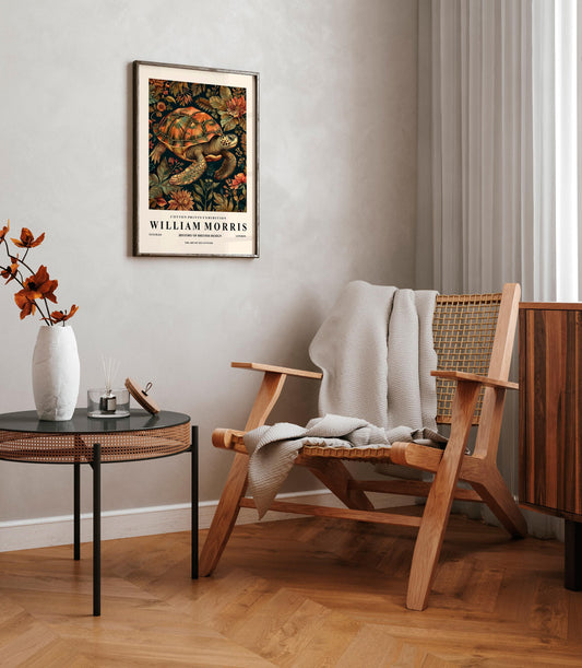 Sea Turtle Art Print: William Morris Style Botanical Decor