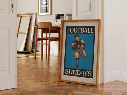 Football Sundays Print Retro Football Art Football Gift for Dad Retro Sports Poster Football Wall Decor Football Gift America USA