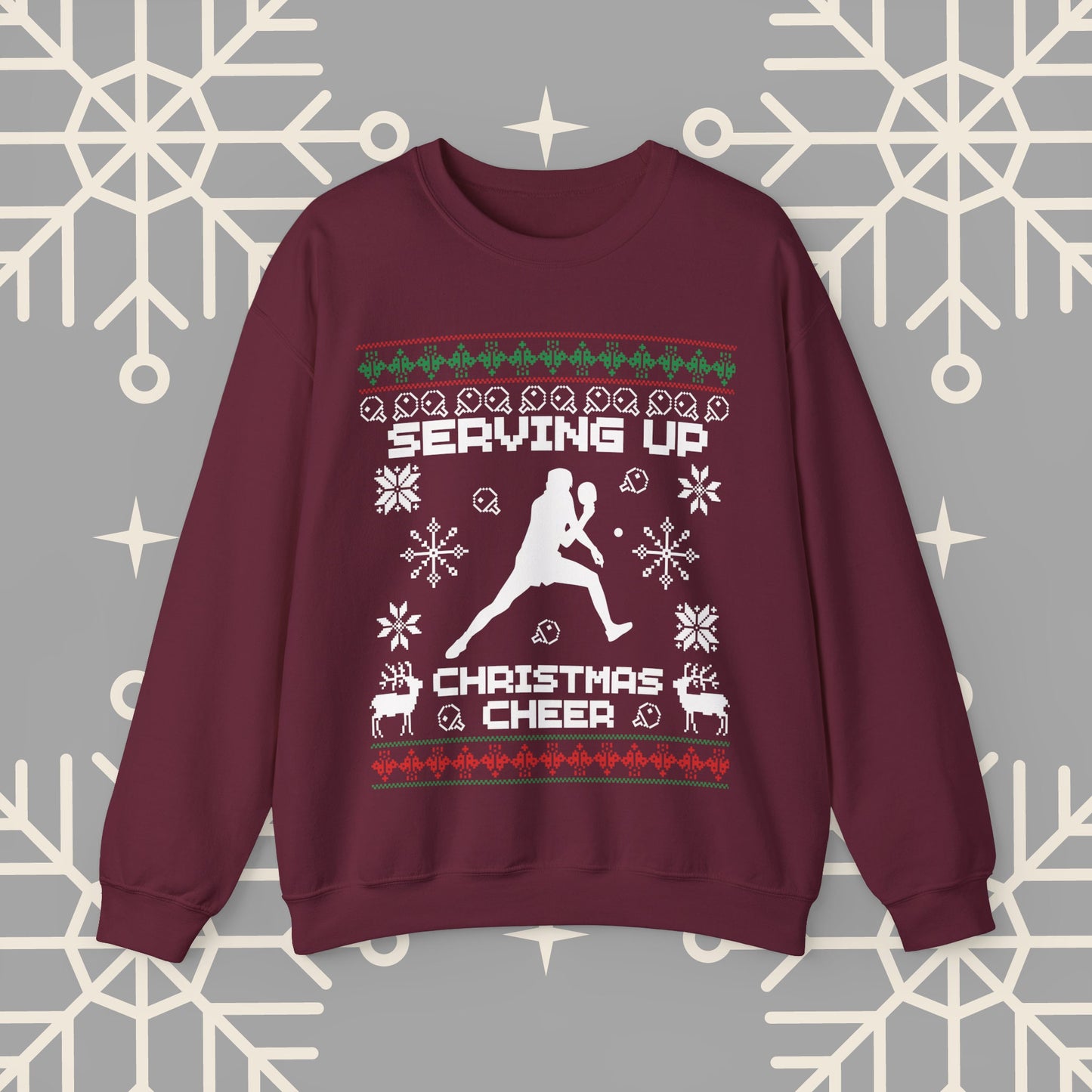 Ping Pong Ugly Christmas , Serving Up Christmas Cheer Sweatshirt, Table Tennis Holiday Jumper, Ping Pong Gifts