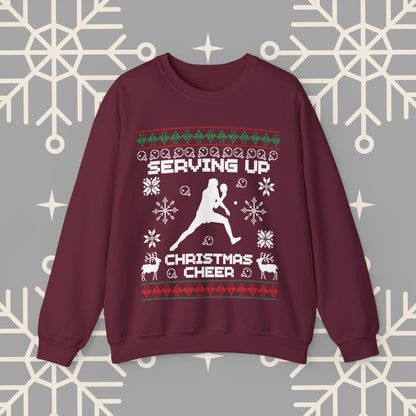 Ping Pong Ugly Christmas , Serving Up Christmas Cheer Sweatshirt, Table Tennis Holiday Jumper, Ping Pong Gifts
