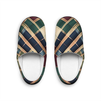 Men's Indoor Slippers MensGift Men's TartanPlaid IndoorSlipper HouseShoes Anti-Skid RubberSoles NavyBlue ForestGreen Goldtouch Giftfor Dad
