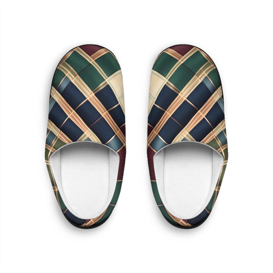 Men's Indoor Slippers MensGift Men's TartanPlaid IndoorSlipper HouseShoes Anti-Skid RubberSoles NavyBlue ForestGreen Goldtouch Giftfor Dad