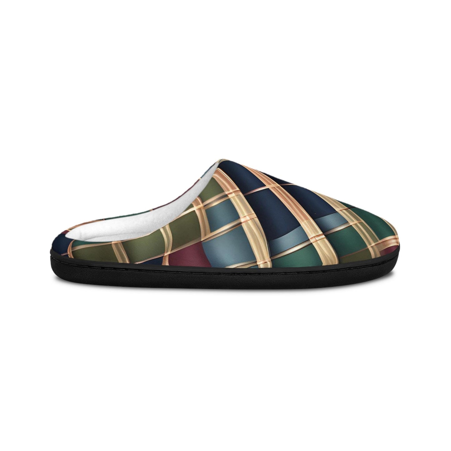 Men's Indoor Slippers MensGift Men's TartanPlaid IndoorSlipper HouseShoes Anti-Skid RubberSoles NavyBlue ForestGreen Goldtouch Giftfor Dad