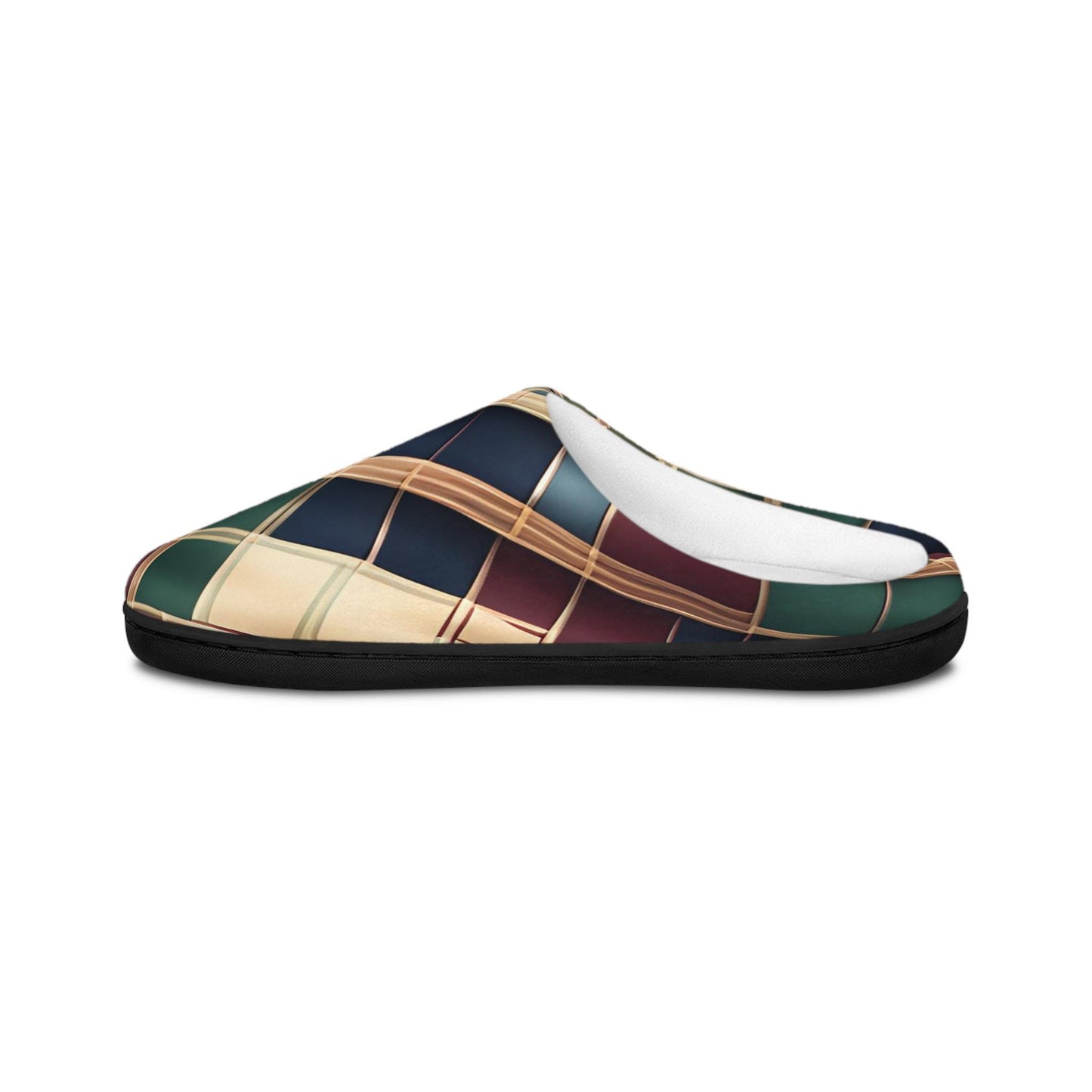 Men's Indoor Slippers MensGift Men's TartanPlaid IndoorSlipper HouseShoes Anti-Skid RubberSoles NavyBlue ForestGreen Goldtouch Giftfor Dad