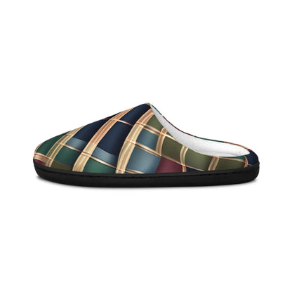 Men's Indoor Slippers MensGift Men's TartanPlaid IndoorSlipper HouseShoes Anti-Skid RubberSoles NavyBlue ForestGreen Goldtouch Giftfor Dad