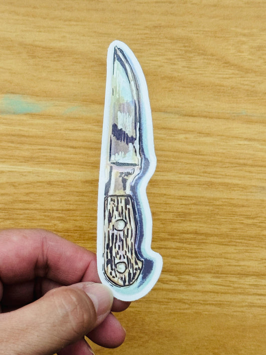Wood Handled Knife Decal | Waterproof  Weatherproof | Forest Foraging Sticker