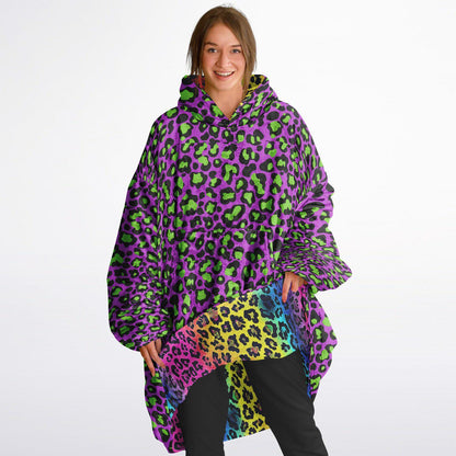 Rainbow Reversible Snug Hoodie LGBTQ Pride Flag Print Pullover Hooded Blanket with Sleeves Vivid Colours All Over Print Hoodie