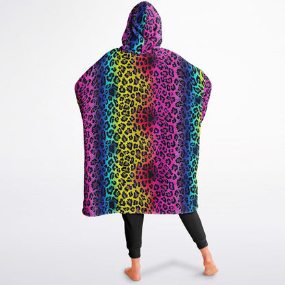 Rainbow Print Unisex Reversible Snug Hoodie,LGBTQ Pride Flag Rainbow Print Pullover Hooded Blanket with Sleeves,All Over Print Hoodie