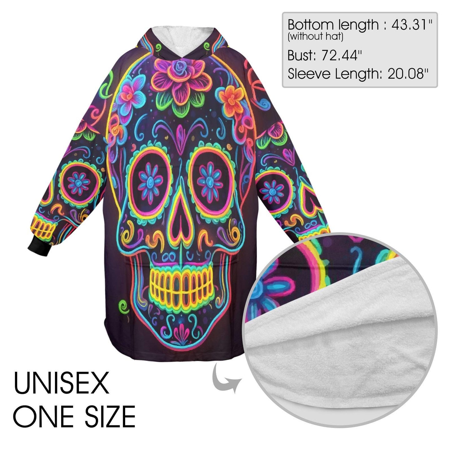 Sugar Skull Blanket Hoodie Día De Los Muertos Personalized Blanket