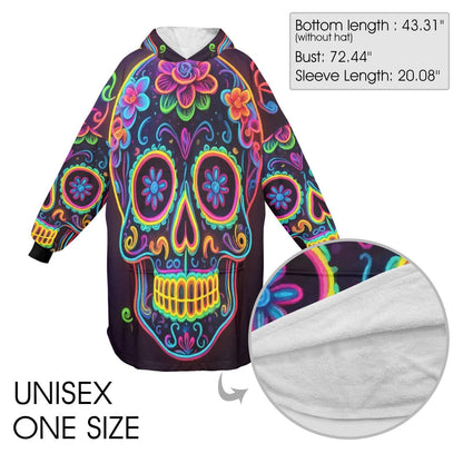 Sugar Skull Blanket Hoodie Día De Los Muertos Personalized Blanket